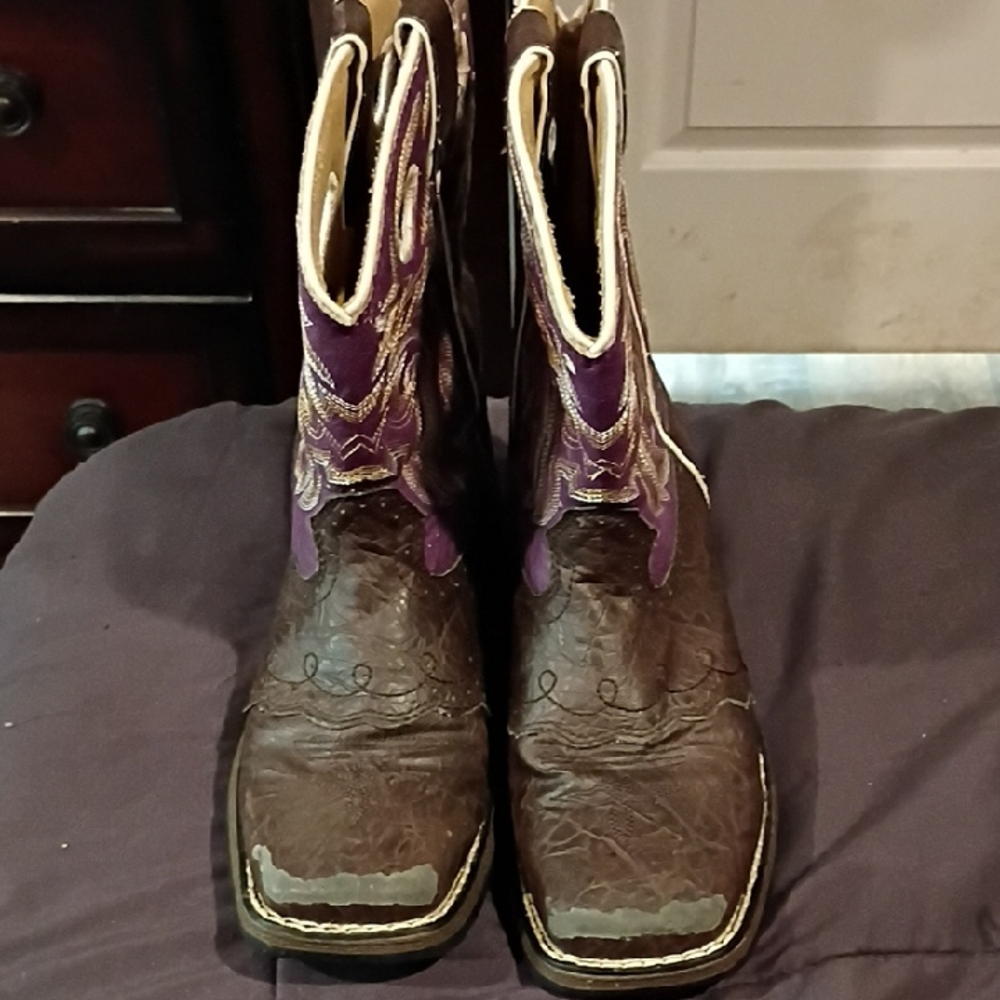 Brown and Purple Western Boots